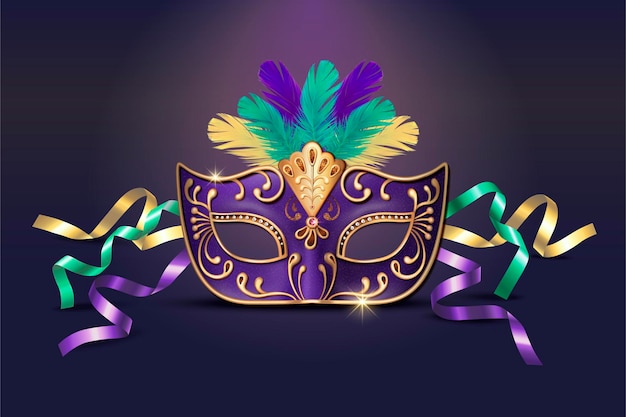 Vector masquerade decorative purple mask in 3d style