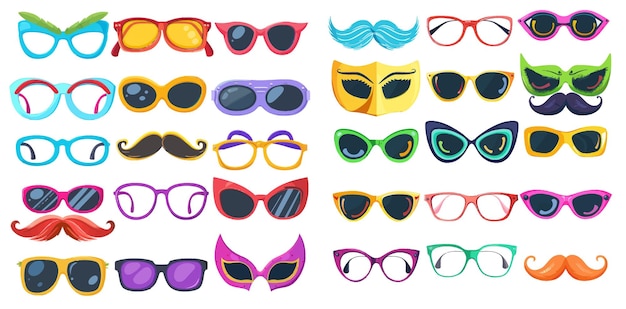 Masquerade glasses collection funny mustache and mask