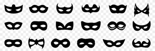 Vector masquerade mask icons set of different masquerade mask icons simple masquerade mask signs black masquerade mask icons