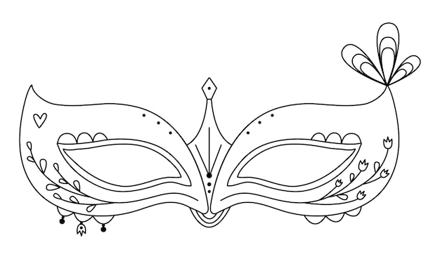 Masquerade mask purim black line illustration