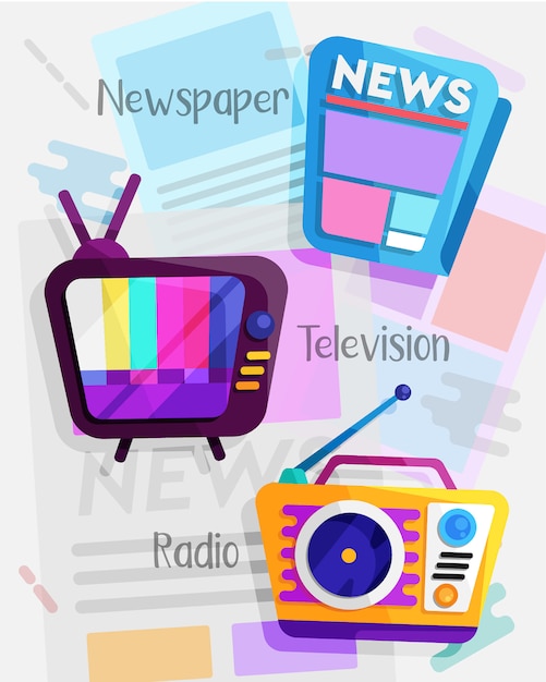 mass media flat design set