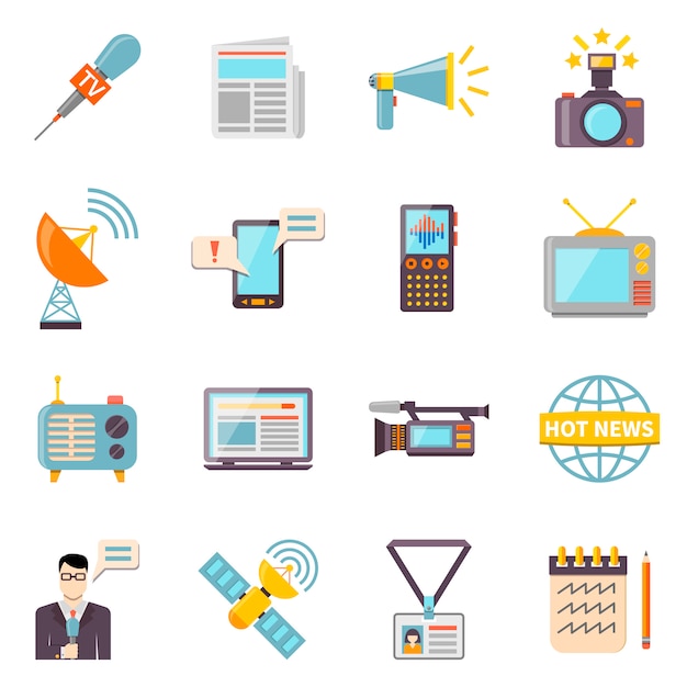 Mass media icons set