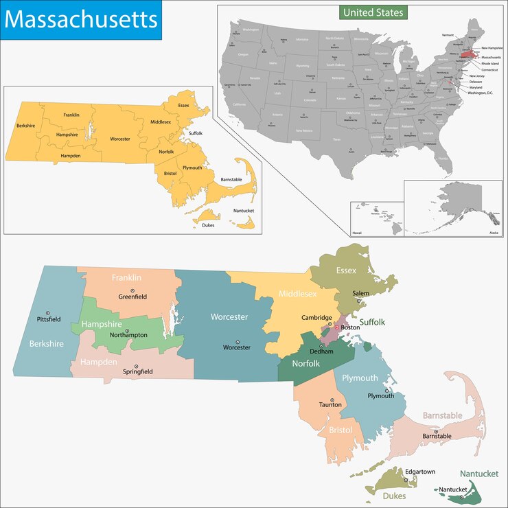 Vector massachusetts map
