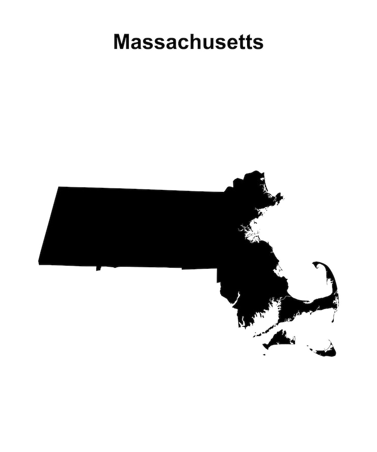 Vector massachusetts state blank outline map