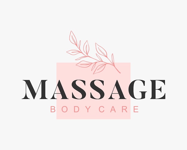 Massage en bloemenlogo minimale illustratie