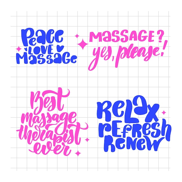 Massage lettering set Handwritten stock lettering typography