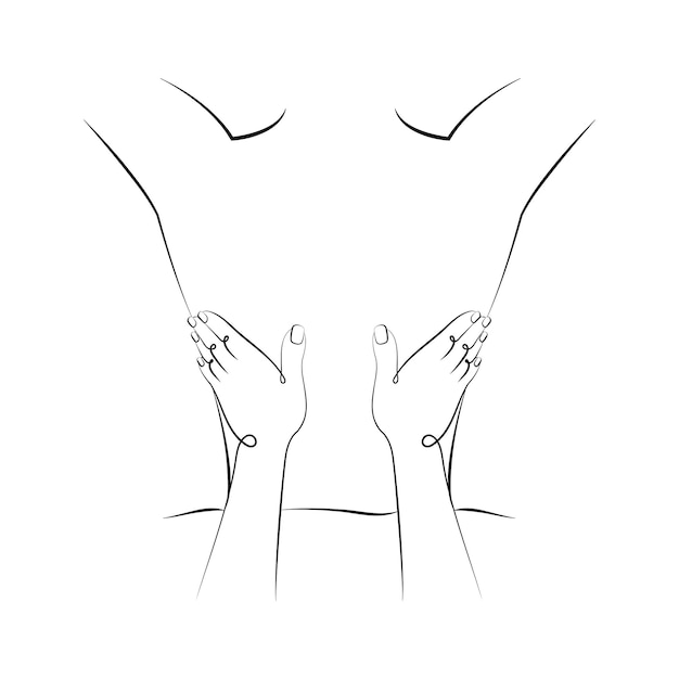 Massage, line art, one line drawing