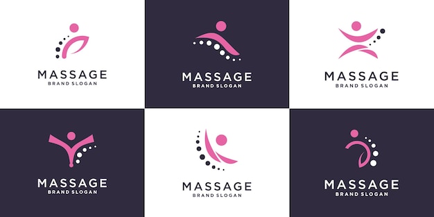 Massage logo collection with creative element Premium Vector