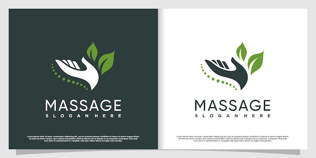 Massage logo design with creative concept premium vector