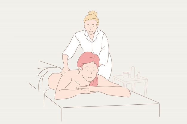 Vector massage, rehabilitation, health, relax concept.
