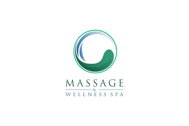 Massage spa logo ontwerp vloeibaar yin yang pictogram natuur symbool van vloeiende leven illustratie