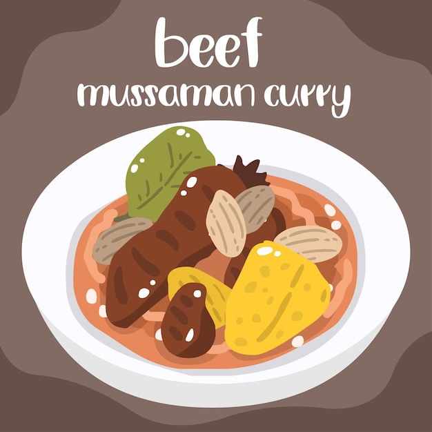 Vector massaman curry thai food