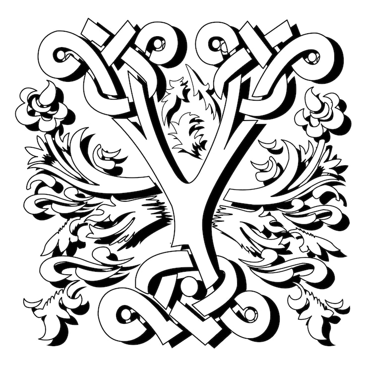 Vector masselle initial caps font capital letter y vector design