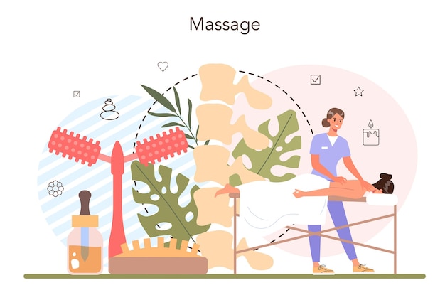 Procedura di spa concept massaggiatore nel trattamento della schiena del salone di bellezza