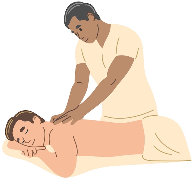 Masseur a man gives a massage to a man