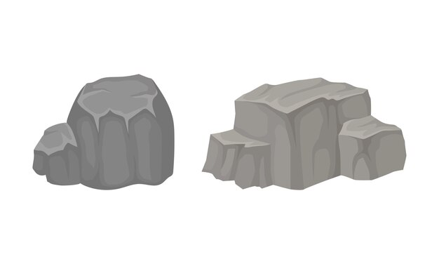 Massieve Boulder en Cobble als Vector Set van Rotsfragmenten