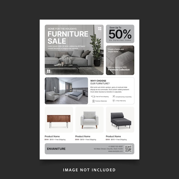 Vector massive furniture sale flyer design template