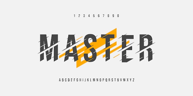 Master alfabet glitch scherpe lettertypen en aantal ingesteld