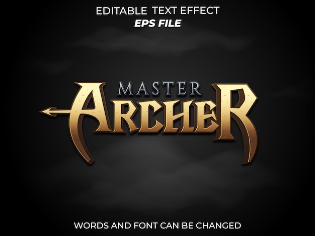 Master archer testo effetto font tipografia modificabile testo 3d per il gioco badge