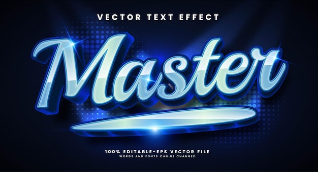 Effetto testo vettoriale modificabile blu master con concetto di lusso