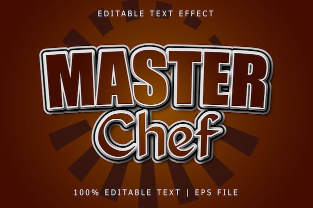 Master chef editable Text effect 3 Dimension emboss simple style