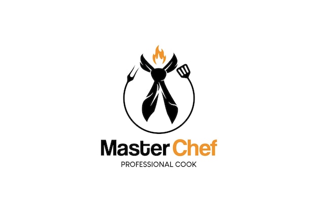 Vector master chef logo design restaurant vector symbol with chefs tie
