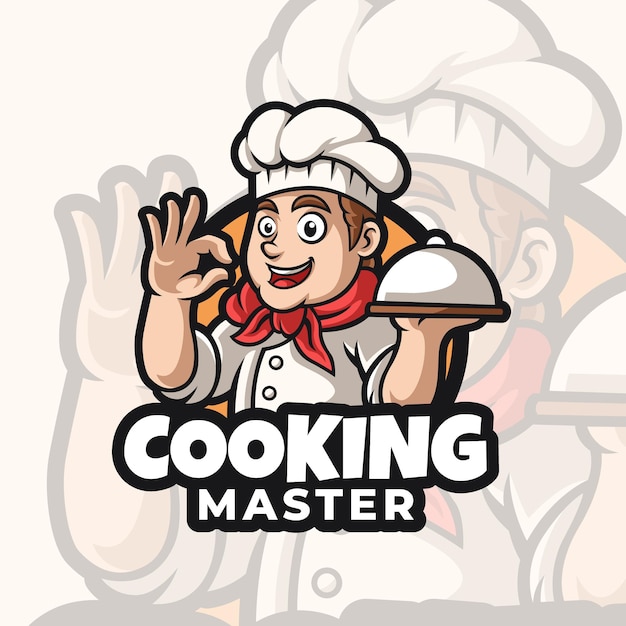 Vettore modello di logo mascotte master chef per il tuo cibo e ristorante