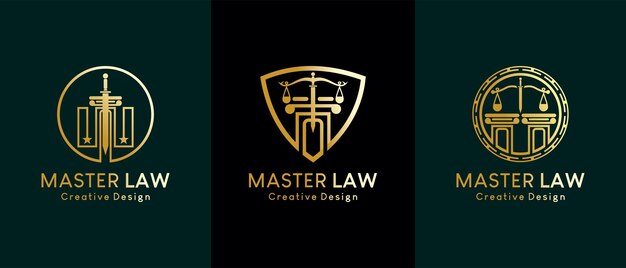 Master legge illustrazione vettoriale logo design con concetto creativo