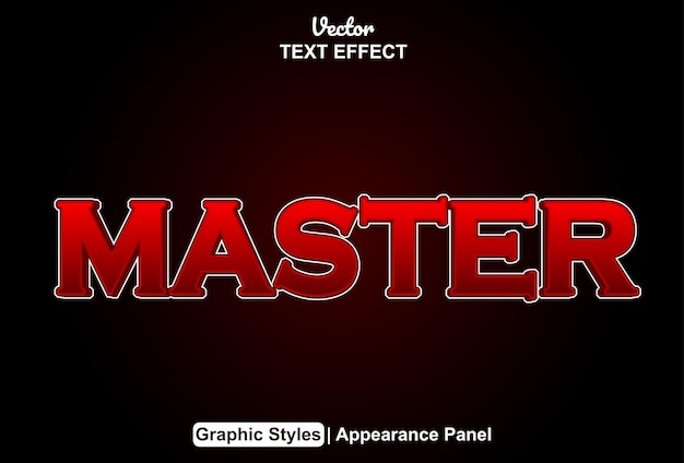 Vector master text effect with red graphic style and editable