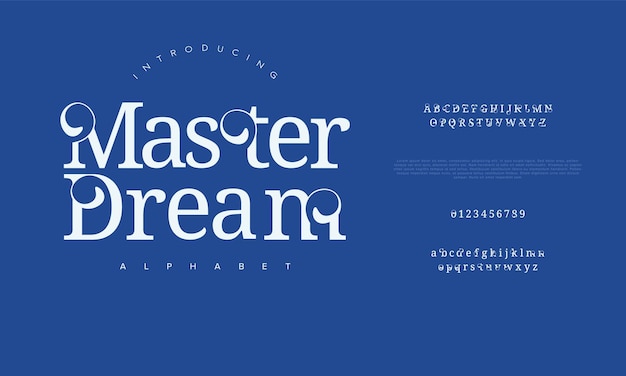 Masterdream premium luxury elegant alphabet letters and numbers elegant wedding typography classic