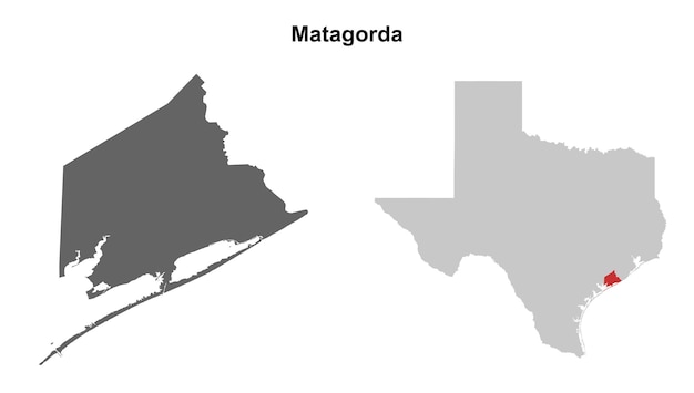 Matagorda County Texas blank outline map set