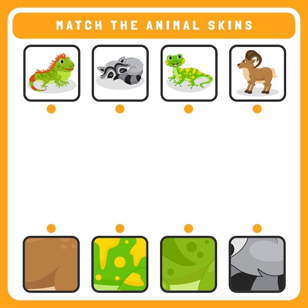 Match animals with their skins worksheet