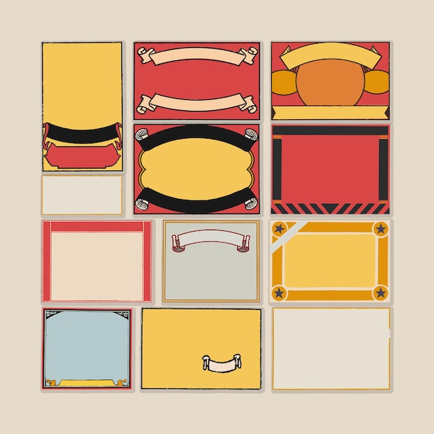 Match box labels frames borders retro logo old vintage illustration poster template design vector