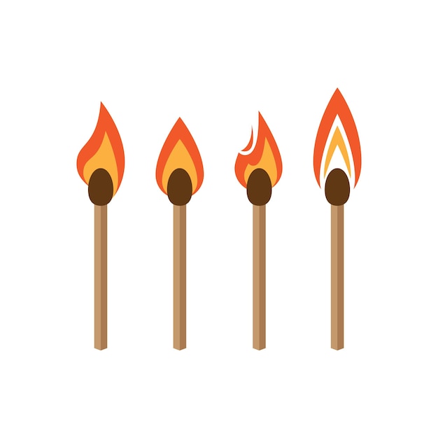 Vector match burning illustration