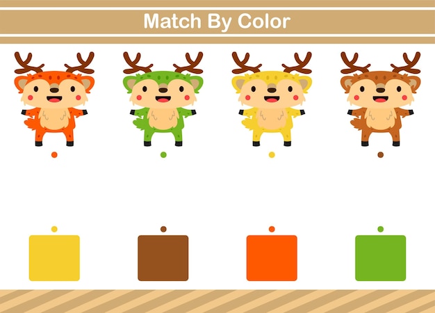 동물의 색으로 맞추기 유치원을 위한 교육 게임 아이들을 위한 짝 맞추기 게임