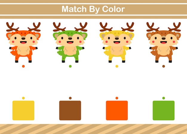 Match by color of animal Educational game for kindergarten Matching game for kids