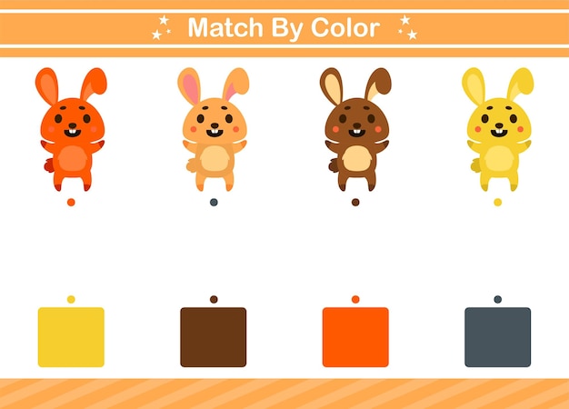 Match by color of animal Educational game for kindergarten Matching game for kids