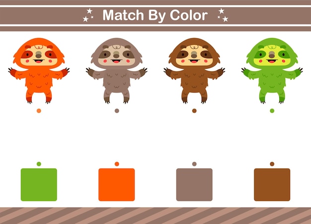 동물의 색깔별 맞추기 유치원을 위한 교육용 게임 아이들을 위한 짝짓기 게임