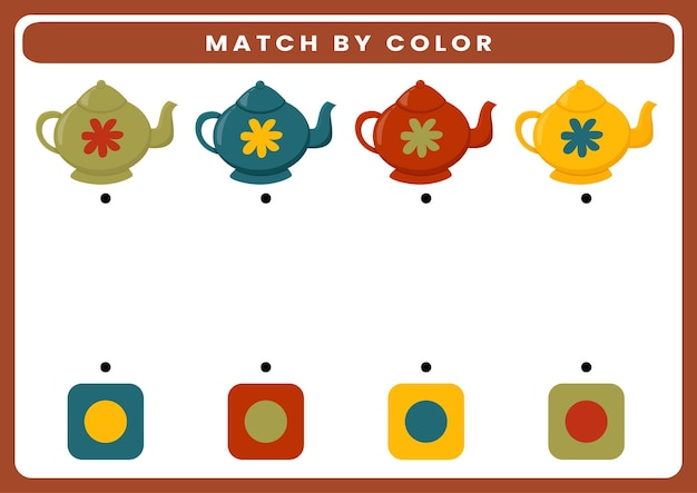 Vector match by color worksheet for kids autumn themed