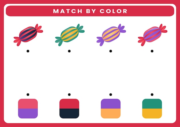 Vector match by color worksheet for kids halloween themed