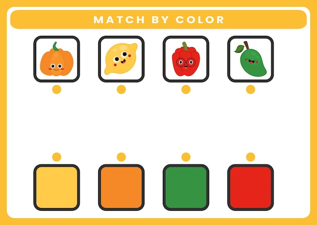 Vector match by color worksheet for kids