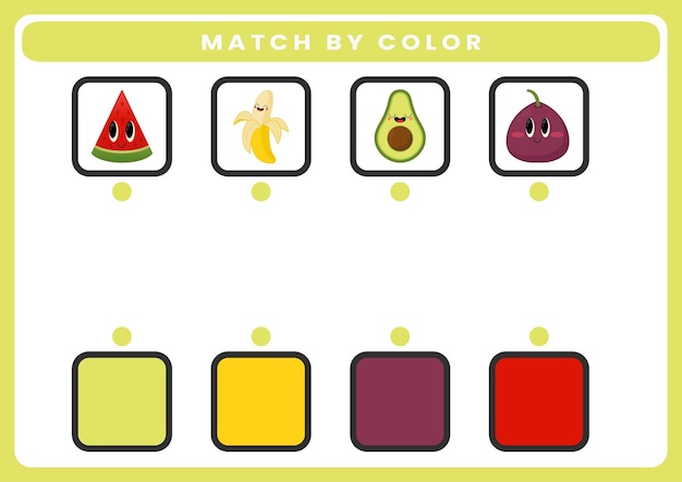 Vector match by color worksheet for kids