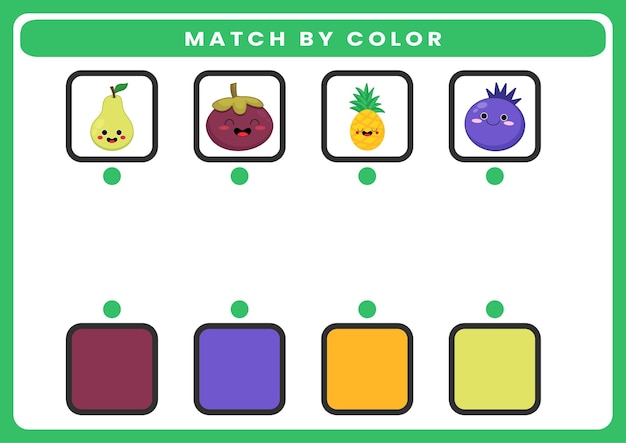 Vector match by color worksheet for kids