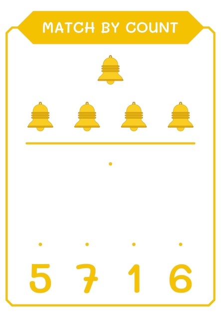 子供のためのベルゲームの数で一致ベクトルイラスト印刷可能なワークシート