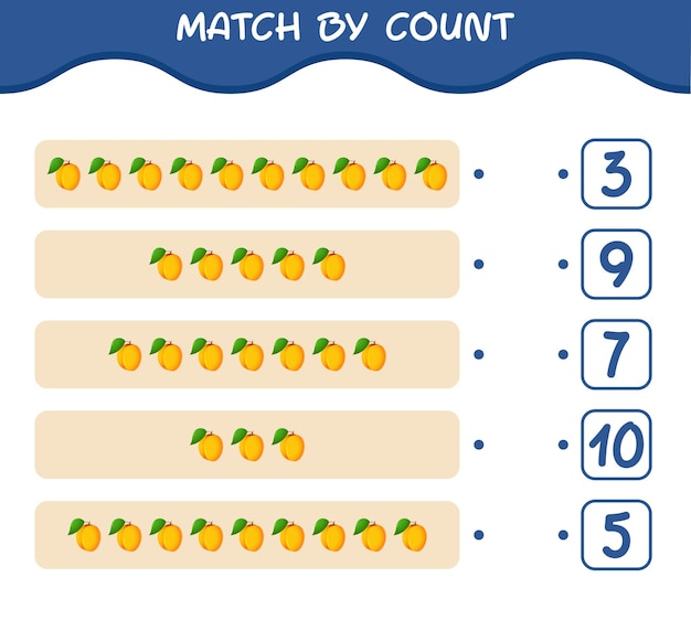 Match by count of cartoon apricot. match and count game. educational game for pre shool years kids and toddlers