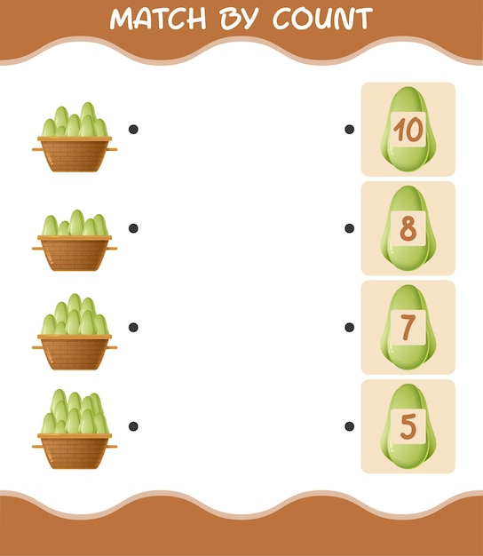 Match by count of cartoon chayote. Match and count game. Educational game for pre shool years kids and toddlers