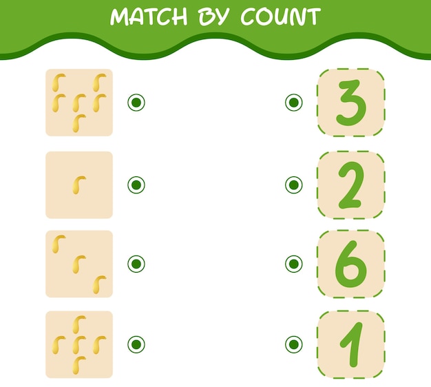 Match by count of cartoon crookneck squash. Match and count game. Educational game for pre shool years kids and toddlers