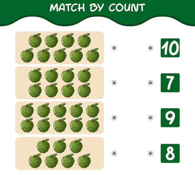 Match by count of cartoon custard apples Educational game