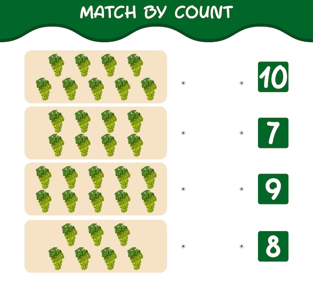 Match by count of cartoon green grapes