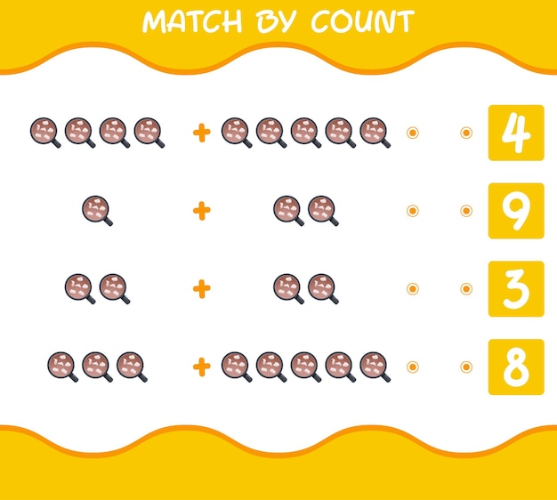 Match by count of cartoon hot chocolate. match and count game. educational game for pre shool years kids and toddlers